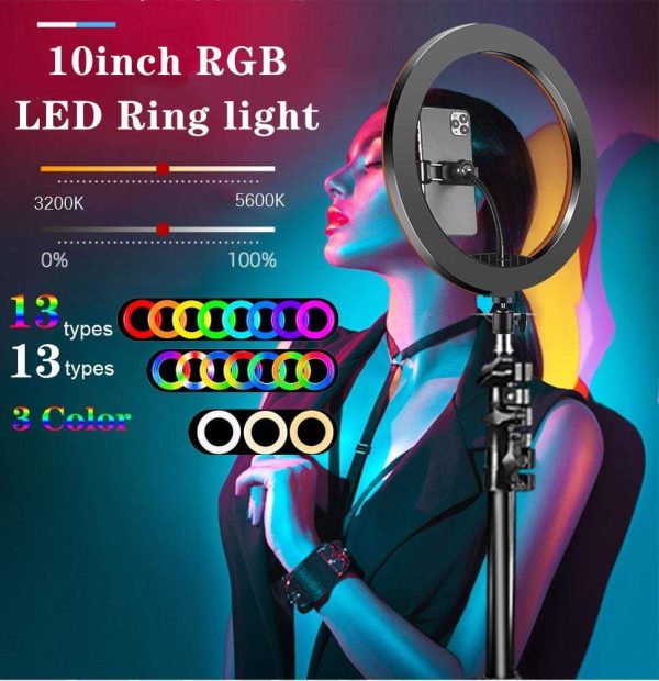 Remote Controlled 10-Inch Multi-Color Led Selfie Ring Light With Stand