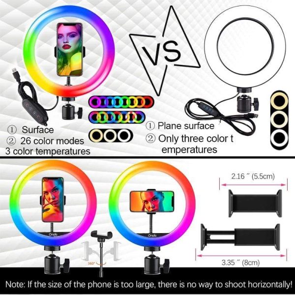 Remote Controlled 10-Inch Multi-Color Led Selfie Ring Light With Stand