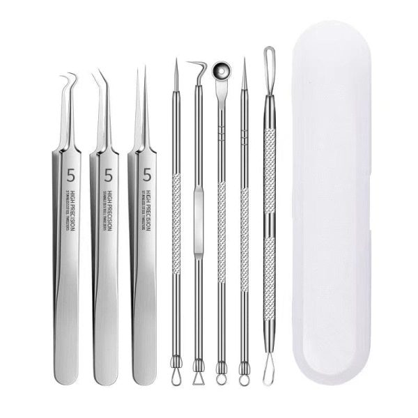 Professional Stainless-Steel Blackhead And Pimple Remover Kit (8 Pieces)