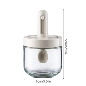 Glass Seasoning Condiment Jar With Lid And Built-In Serving Spoon