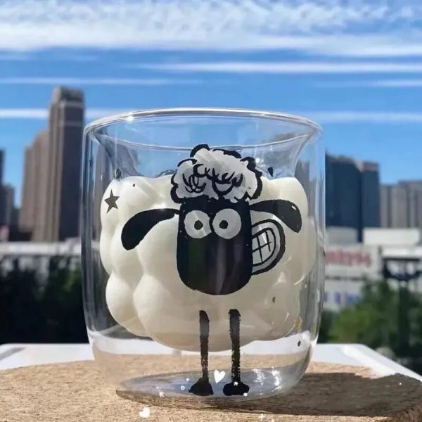 Cartoon Whimsical Sheep Kids 300Ml Glass Water Bottle