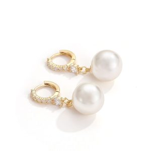 Sophisticated Pearl Pendant Earrings, Exquisite Jewelry For Stylish Women