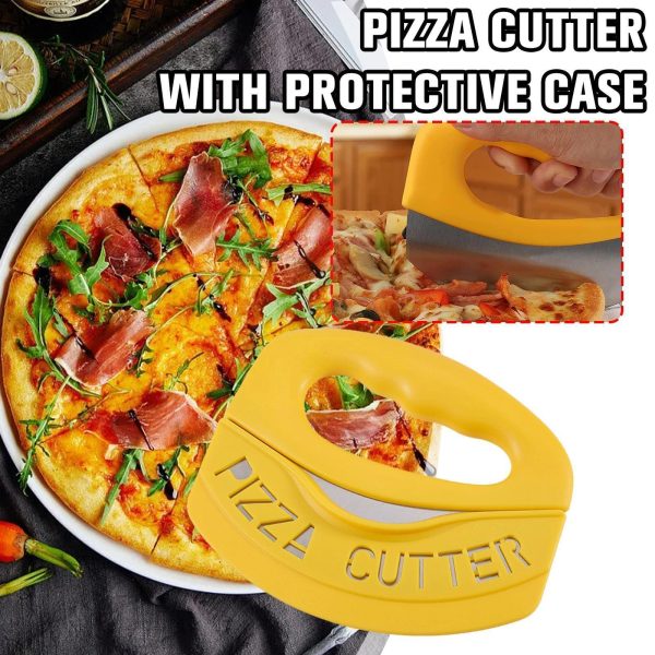 Stainless Steel Rocking Pizza Cutter With Protective Sleeve