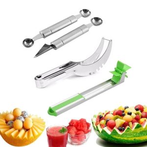 Stainless-Steel Watermelon Slicer, Windmill Cutter, And Ball Scooper