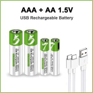 Type-C Rechargeable Lithium Ion Batteries Aa 1.5V 2600Mwh/ Aaa 1.5V 550Mwh