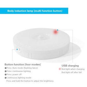 Motion Sensor Usb Rechargeable Dimmable Led Night Light