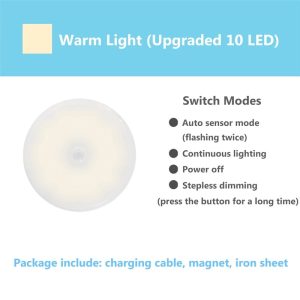 Motion Sensor Usb Rechargeable Dimmable Led Night Light