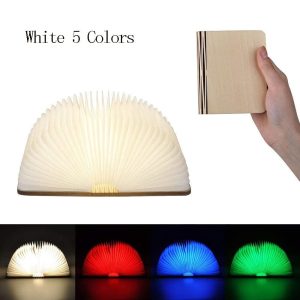 Enchanted Wooden Book Light, Novelty Folding Book Lamp, Usb Rechargeable Wooden Table Lamp