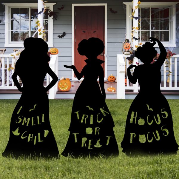 3 Pcs Large Size Hocus Pocus Halloween Decorations, Halloween Witches Yard Signs with Stakes