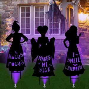 3 Pcs Large Size Hocus Pocus Halloween Decorations, Halloween Witches Yard Signs with Stakes