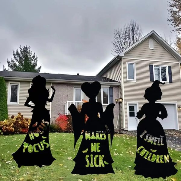 3 Pcs Large Size Hocus Pocus Halloween Decorations, Halloween Witches Yard Signs with Stakes