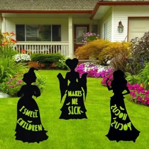 3 Pcs Large Size Hocus Pocus Halloween Decorations, Halloween Witches Yard Signs with Stakes