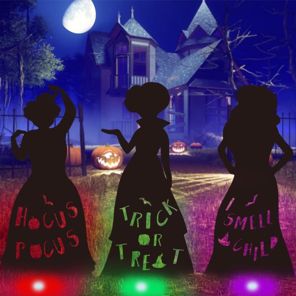 3 Pcs Large Size Hocus Pocus Halloween Decorations, Halloween Witches Yard Signs with Stakes