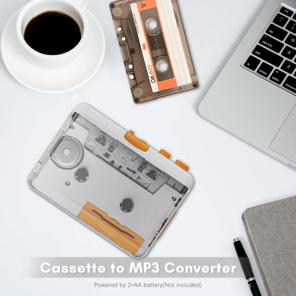 Cassette Player, Portable Tape Player Drive USB Cassette to MP3 Converter with Earphone Volume Control, Plug and Play