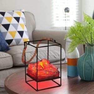 Charcoal Fireplace Lamp, Imitation Charcoal Flame Lamp, Flameless Fireplace Light, Steady Current, Save Energy