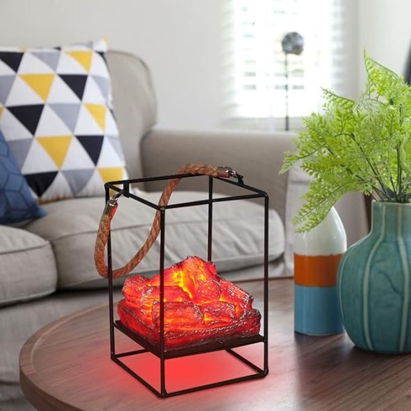 Charcoal Fireplace Lamp, Imitation Charcoal Flame Lamp, Flameless Fireplace Light, Steady Current, Save Energy