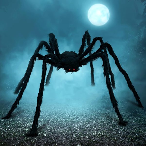 Halloween Outdoor Decorations Hairy Spider, Scary Giant Spider Fake Large Props for Yard Party Decor