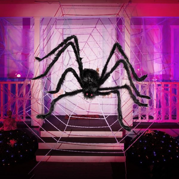 Halloween Outdoor Decorations Hairy Spider, Scary Giant Spider Fake Large Props for Yard Party Decor