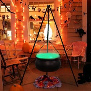 Halloween Witches Cauldron On Tripod-Large Witches Cauldron With Lights