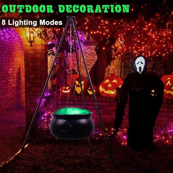 Halloween Witches Cauldron On Tripod-Large Witches Cauldron With Lights