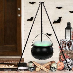 Halloween Witches Cauldron On Tripod-Large Witches Cauldron With Lights