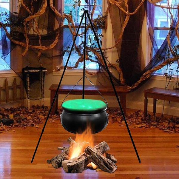 Halloween Witches Cauldron On Tripod-Large Witches Cauldron With Lights