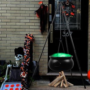 Halloween Witches Cauldron On Tripod-Large Witches Cauldron With Lights