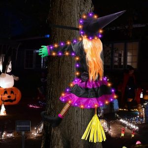 Large Crashing Witch Decor, Halloween Decorations Outdoor Witch Props Ornaments, Outside Garden Funny Witches Crashed