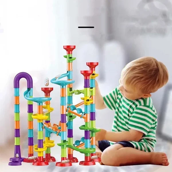 Marble Run Set Building Blocks Glass Marbles, Girls Boys Toys STEM Maze Educational Race Game