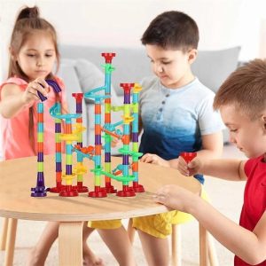 Marble Run Set Building Blocks Glass Marbles, Girls Boys Toys STEM Maze Educational Race Game