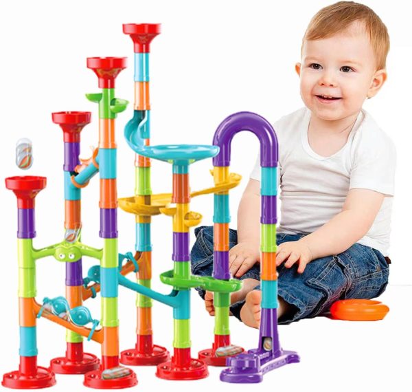 Marble Run Set Building Blocks Glass Marbles, Girls Boys Toys STEM Maze Educational Race Game