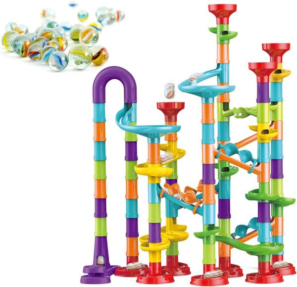 Marble Run Set Building Blocks Glass Marbles, Girls Boys Toys STEM Maze Educational Race Game