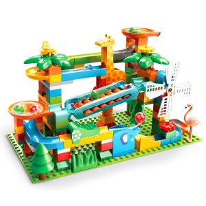 Marble Run for Kids, Classic Big Size Blocks Set, Crazy Marble Run Building Blocks with 4 Balls Race Track