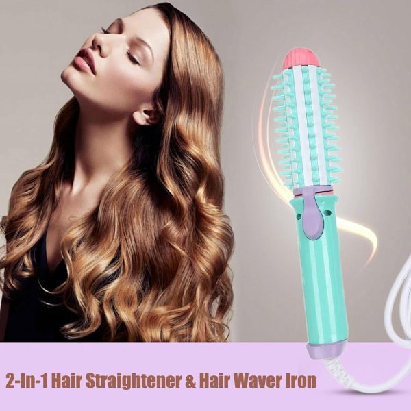 Mini Curling Iron Brush, Mini Hair Straightener Brush, Tourmaline Ceramic Travel Size Hair Curler