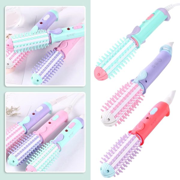 Mini Curling Iron Brush, Mini Hair Straightener Brush, Tourmaline Ceramic Travel Size Hair Curler