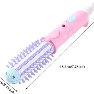 Mini Curling Iron Brush, Mini Hair Straightener Brush, Tourmaline Ceramic Travel Size Hair Curler