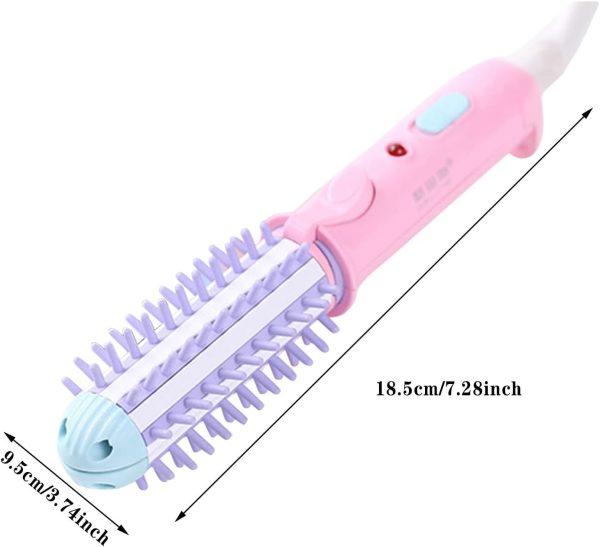 Mini Curling Iron Brush, Mini Hair Straightener Brush, Tourmaline Ceramic Travel Size Hair Curler