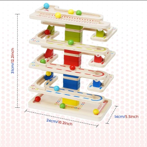 Montessori Ball Tracker Wooden Ball Drop Toy, Educational Wooden Ball Run Toy Race Track Set, Ball Drop Tracker Sensory Toys