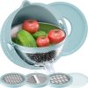 4 In 1 Colander With Mixing Bowl Set Rotatable Colander Drain Basket With Lid And Slicer Strainer Stainless Steel Mixing Bowls For Cooking Baking Washing Vegetable