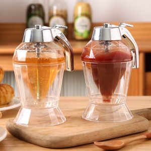 2 Pack Honey Dispenser No Drip With Stand Push Type Honey Jar Maple Syrup Dispenser With Base Storage Stand For Jams Jams Honey