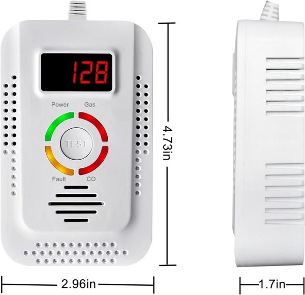 Natural Gas and Carbon Monoxide Detector, Plug-in Gas Leak Detector, CO Sensor Detector with LED Digital Display