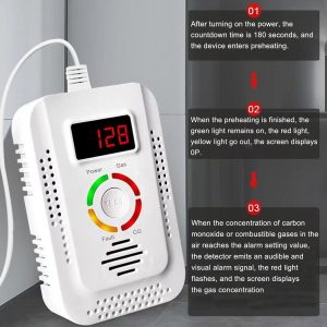 Natural Gas and Carbon Monoxide Detector, Plug-in Gas Leak Detector, CO Sensor Detector with LED Digital Display