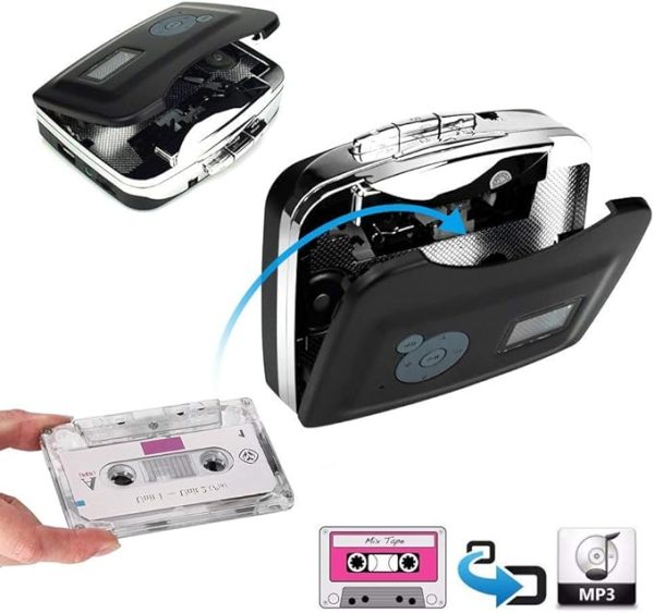 Portable Cassette Player Tape Convert to MP3 via USB Compatible, USB Cassette Player, Portable Stereo Tape to MP3 Converter