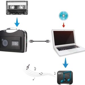 Portable Cassette Player Tape Convert to MP3 via USB Compatible, USB Cassette Player, Portable Stereo Tape to MP3 Converter