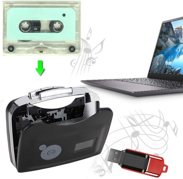 Portable Cassette Player Tape Convert to MP3 via USB Compatible, USB Cassette Player, Portable Stereo Tape to MP3 Converter