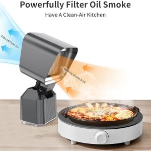 Portable Range Hood, Mini Desktop Range Hood with 3 Layer Filter, Detachable Filter, Low Noise