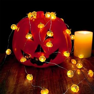 Pumpkin String Lights, LED Halloween Lights Battery Powered with Remote & Timer, Halloween Lights 3D Jack-o-Lantern