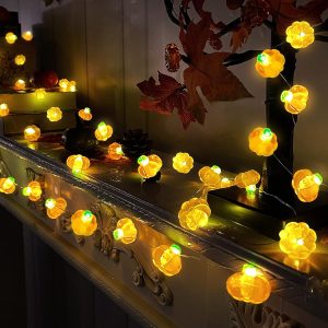 Pumpkin String Lights, LED Halloween Lights Battery Powered with Remote & Timer, Halloween Lights 3D Jack-o-Lantern