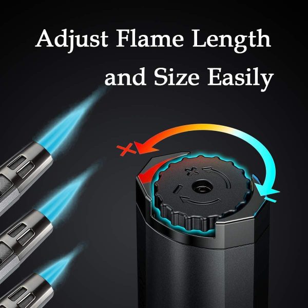 Torch Lighter Butane Lighter Refillable Jet Flame Torch Lighters Windproof Gas Long Torch Lighter Adjustable Butane Pen Lighter