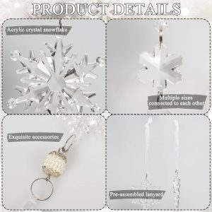 18pcs Christmas Tree Decoration Crystal Ornaments, Hanging Acrylic Christmas Snowflake Icicle Drop Crystal Ornaments for Christmas Tree